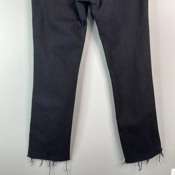 LUCKY BRAND The Rider Jeans Black Denim Mid Rise Straight Leg Frayed Hem 4/27 - Picture 8 of 15